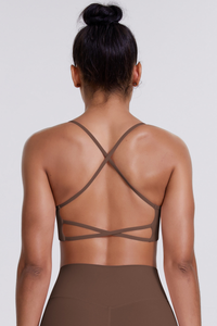 Women's Crisscross Back Spaghetti Straps Quick Dry Sports Bra