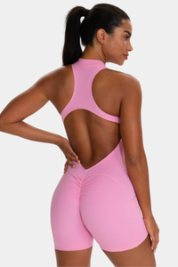 Women's Hollow Out Pocket Pleated Buttocks Lift Jumpsuit