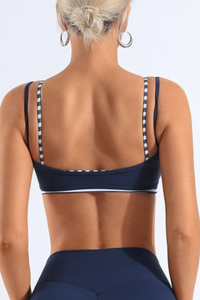 Women's Striped Contrast Double Thin Strap Two-Piece Look Bra