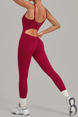 Women’s Cutout Adjustable Strap Form-Fitting Yoga Jumpsuit