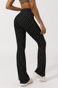 Women's Polka Dot Cross V-Waist Sports Yoga Flared Pants
