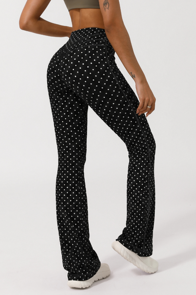 Women's Polka Dot Cross V-Waist Sports Yoga Flared Pants