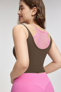Plus Size Women's Faux Two-Piece Color-Block Sports Tank Top