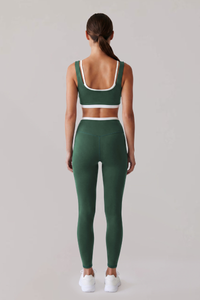 Women's Faux Two-Piece Color Block Bra And Leggings Yoga Set