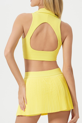 Women's Polo V Bra - Cut-Out Back Pleated Skirt Set