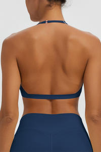 Women's Naked Feel Padded Halter V Neck Sports Bra