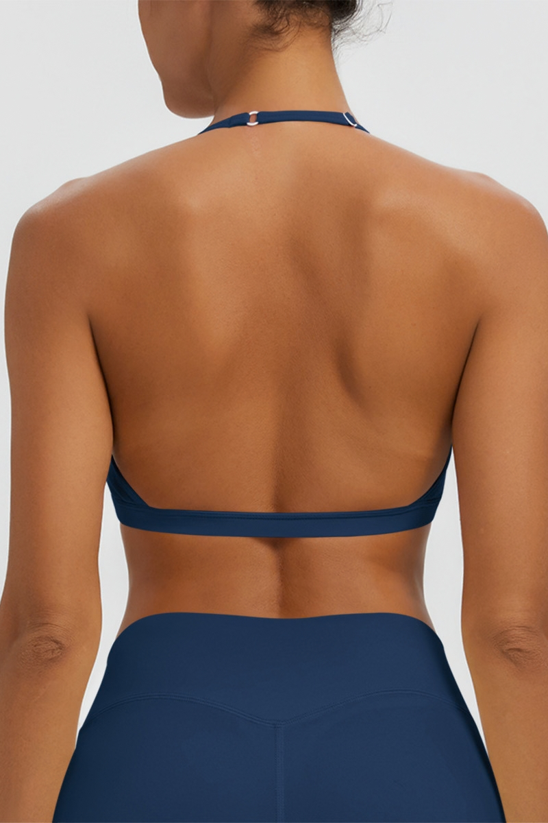 Women's Naked Feel Padded Halter V Neck Sports Bra