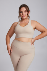 Plus Women's Butter-Soft Sports Bra & Pocket Yoga Leggings Two-Piece Set