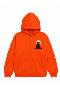 Unisex Halloween Multi Pattern Print Zip Up Hoodie