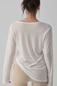Women's V-Neck Side Drawstring Sheer Lazy Style Cover Up