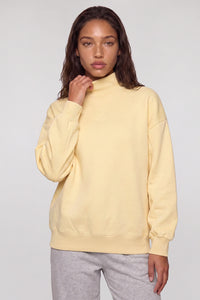 Women's Fall Solid Fleece Loose Mock Neck Sweatshirt