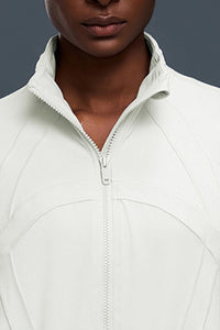 Women Windproof Stand-Collar Loose-Fit Adjustable Hem Workout Jacket