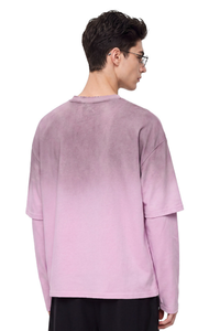 Men's 100% cotton Vintage Wash Gradient Relaxed Pullover
