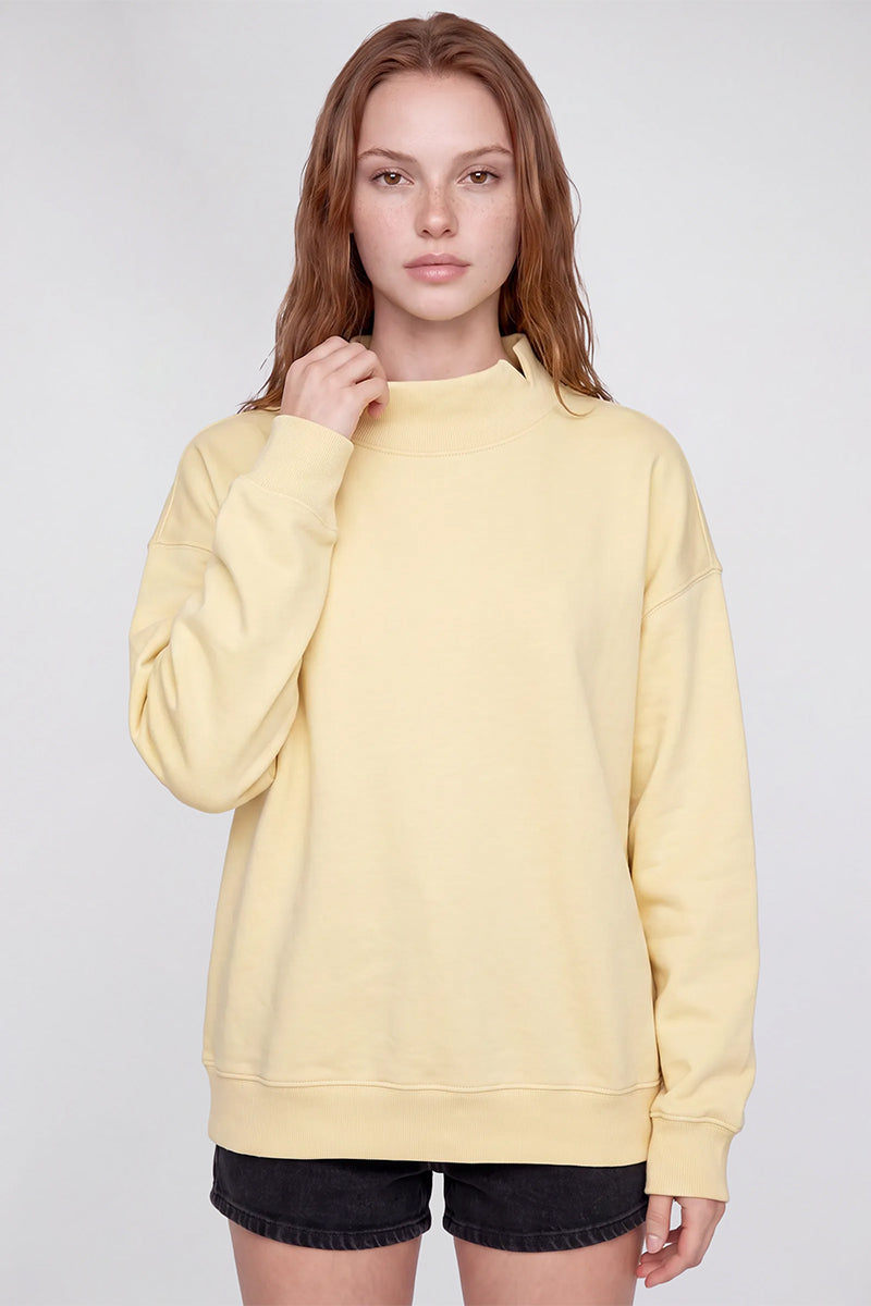 Women's Fall Fleece Mock Neck Sweatshirt with Side Neck Slit