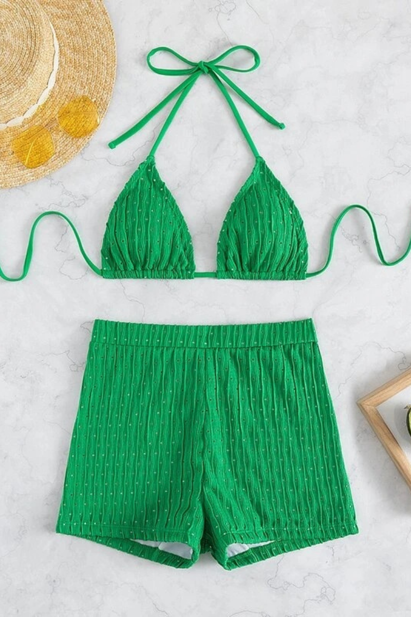 Women's Halter High Waist Boyshorts Bikini Set - 2pcs