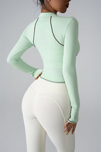 Women'S Contrasting Yoga Exercise Long Sleeve T-Shirt