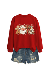 Women's Fall Christmas Santa Bow Printed Multicolor Pullover