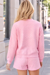 Unisex Fall Fleece Polka Dot Mock Neck And Shorts Outfit Set