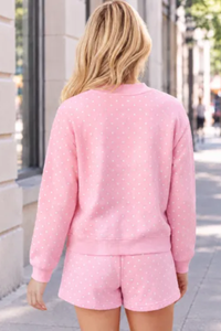 Unisex Fall Fleece Polka Dot Mock Neck And Shorts Outfit Set