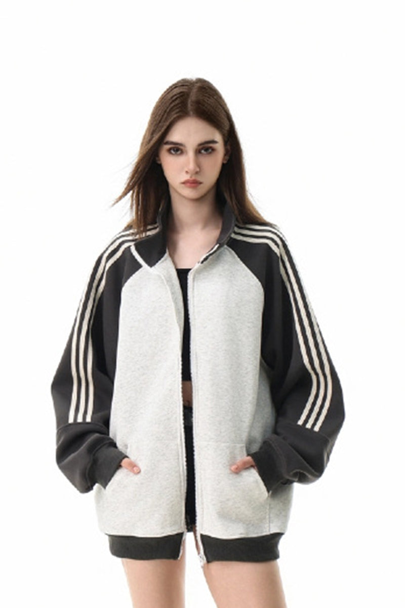 Couple Stand-Collar Zip-Up Casual Hoodie