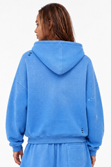 Women's Streetwear Washed Paint Splatter Waffle Hoodie