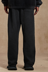 Color-contrast woven strap casual pants