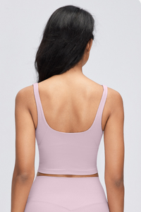 Women's Naked Feeling V Neck Padded Sports Yoga Bra