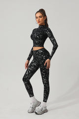 Women Gold Foil Fabric Sports Leggings