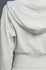 Women Hooded Short Waist-Tie Open-Front Yoga Sportswear Jacket