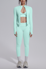 Women's Seamless Yoga Bra & Jacket & Leggings  3-Piece Set
