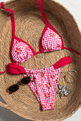 Women's Lily Print Halter Triangle Low Waist Bikini Set