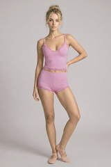 Women's Pilates Lace Trim V-Neck Tank Top And Boyshorts  Set