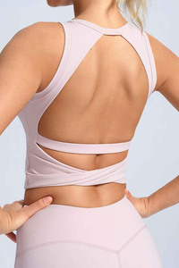 Women's Back-Crossed Cropped Backless Sports Tank Top