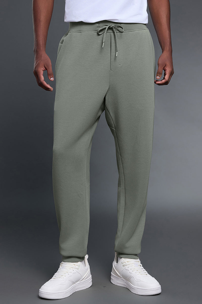 Men Air Layer Loose Straight Leg Sweatpants with Drawstring Cuffs