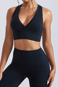 Women V-Neck Cross Back Quick-Dry Yoga Sports Bra