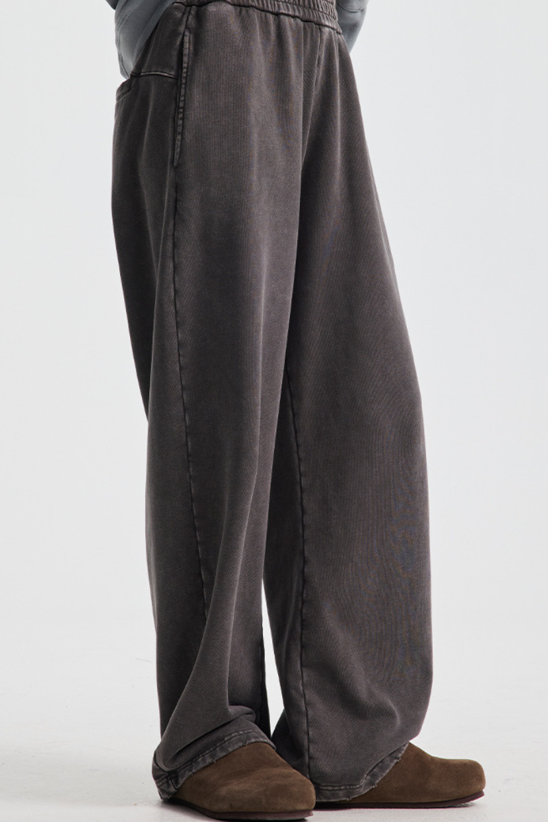 Wax-dyed, water-washable, distressed long pants