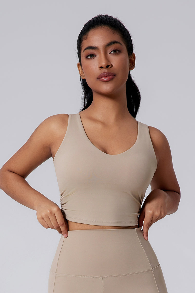 Women Open-Back Naked-Feel Yoga Built-In Bra Waist-Cinching Workout Tank Top