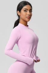Women's round neck front zipper sports jacket