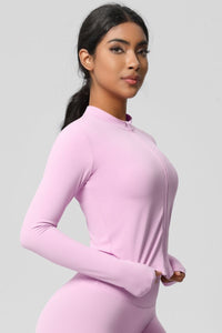 Women's round neck front zipper sports jacket