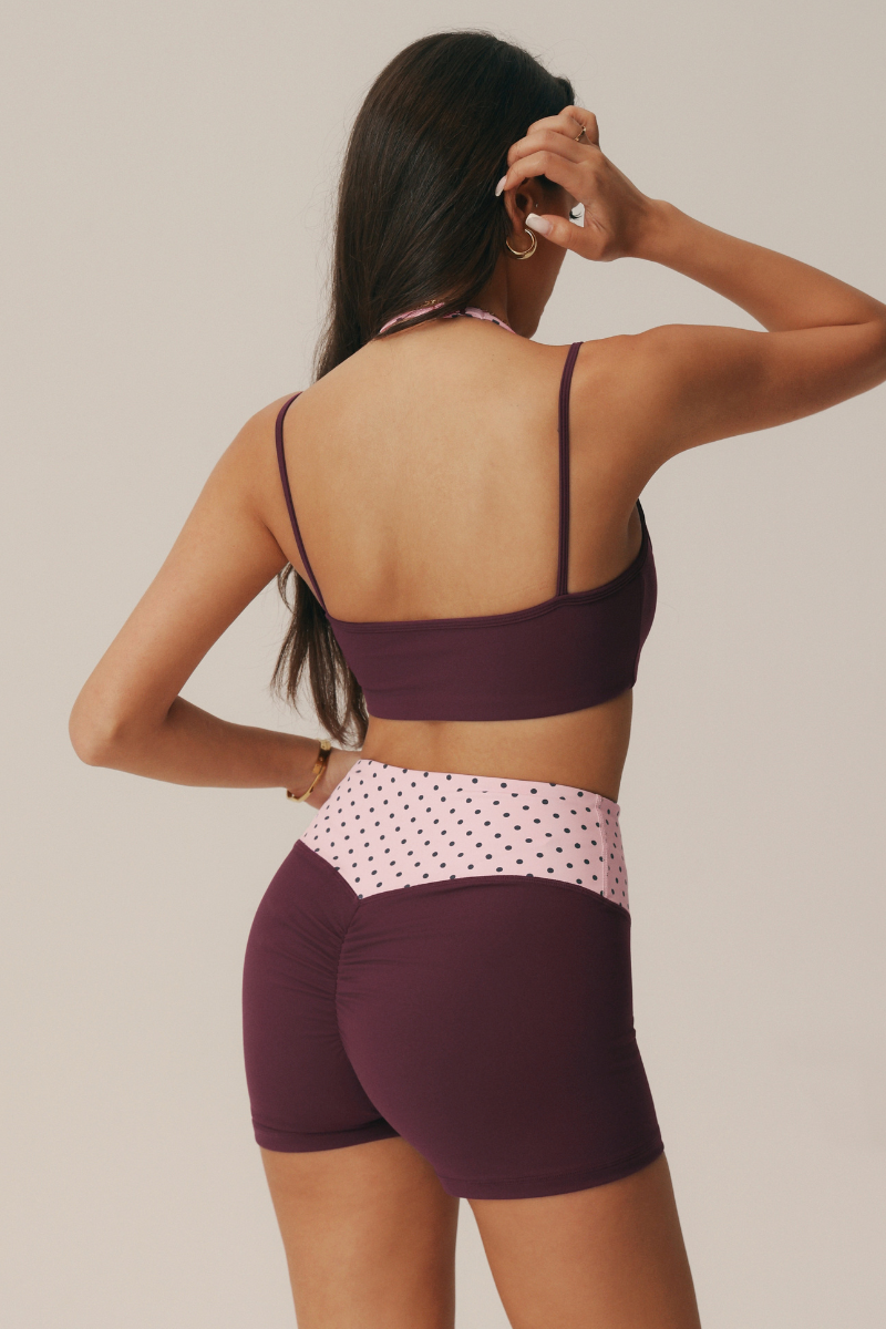 Women's Fake Two Piece Polka Dot Bra & High Waist Shorts Set