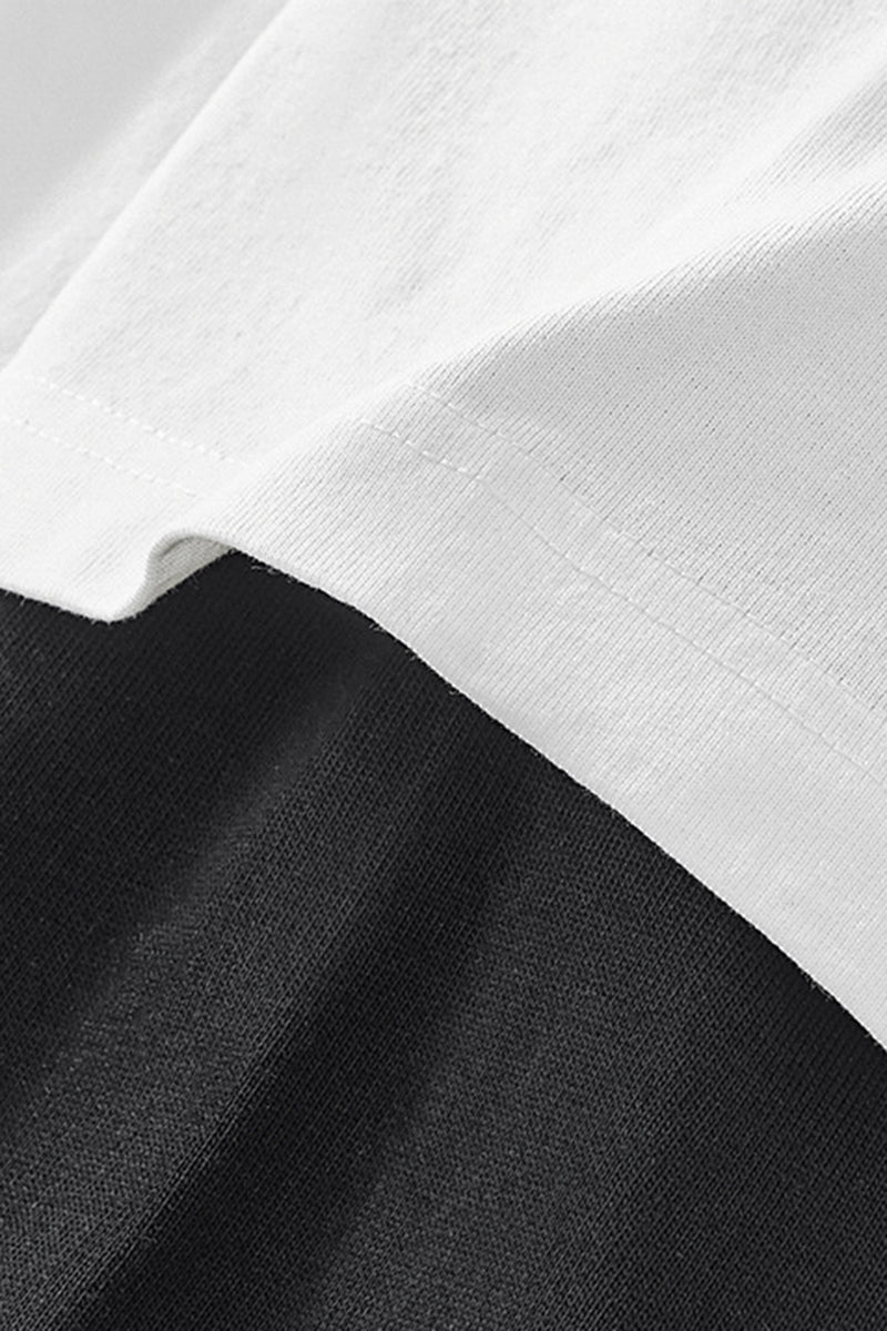 Unisex Boxy Mock Two-Tone Long Sleeve T-Shirt