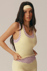 Women's Fake Two-Piece Polka Dot Color Block Tank Top