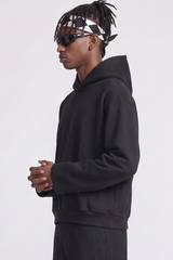 Men's Fall Boxy Cropped Kangaroo Pocket Drop-Shoulder Hoodie