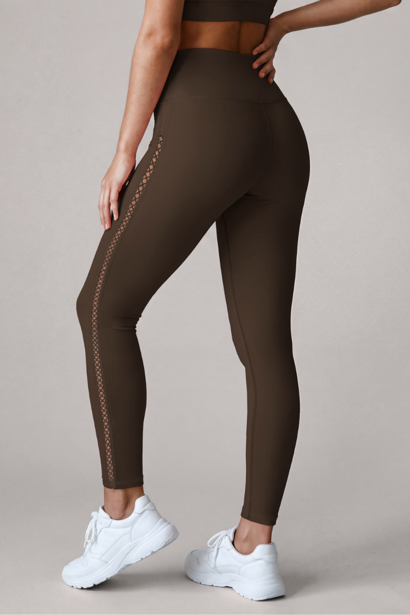 Women’s High-Waisted Side Mesh Perforation Yoga Leggings