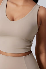 Women Open-Back Naked-Feel Yoga Built-In Bra Waist-Cinching Workout Tank Top