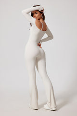Women'S Off-The-Shoulder Double-Strap One-Piece Long-Sleeved Flared Pants Bodysuit