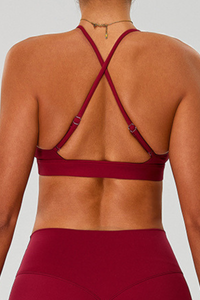 Women's Crisscross Back V-Neck Triangle Cup Bare Feel Sports Bra