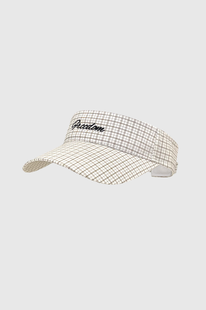 Athletic Plaid Embroidered Sun Visor Vintage  Empty Top Cap