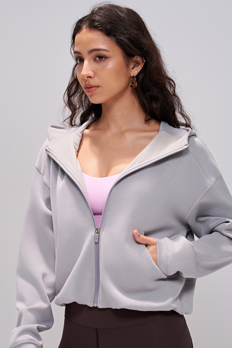 Women‘s Athletic Cropped Full Zipper Sports Jacket