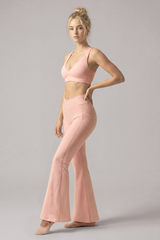 Women's Deep V Cross‑Back Bra And Flare Pant Pilates Set